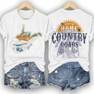 Retro West Virginia Strong Take Me Home Country Roads Print T Shirt1