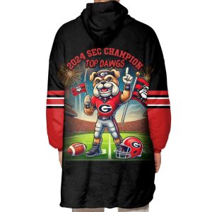 Bulldogs Festive Dawgs Merry Times 2024 SEC Champions Blanket Hoodie2