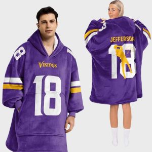 Jefferson 18 Vikings Football Unisex Blanket Hoodie 2