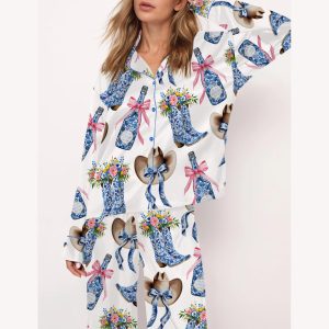 Western Coastal Cowgirl Satin Pajama Set2