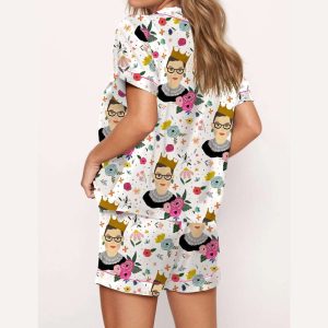 Ruth Bader Ginsburg Floral Satin Pajama Set1