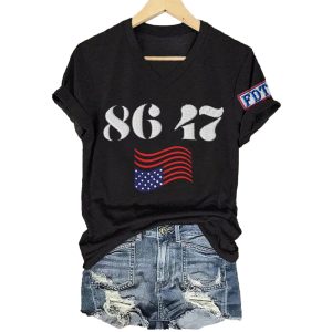 Retro 86 47 FDT Trump America Print T Shirt