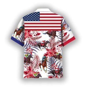 Kentucky Derby Horse Racing Print Fashion Short Sleeve Shirt1