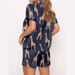 Giraffe Satin Pajama Set1