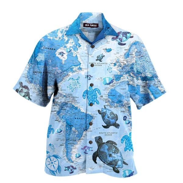 Amazing Turtle Map Hawaiian Shirt