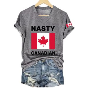 Womens Retro Nasty Canadians Print T Shirt3