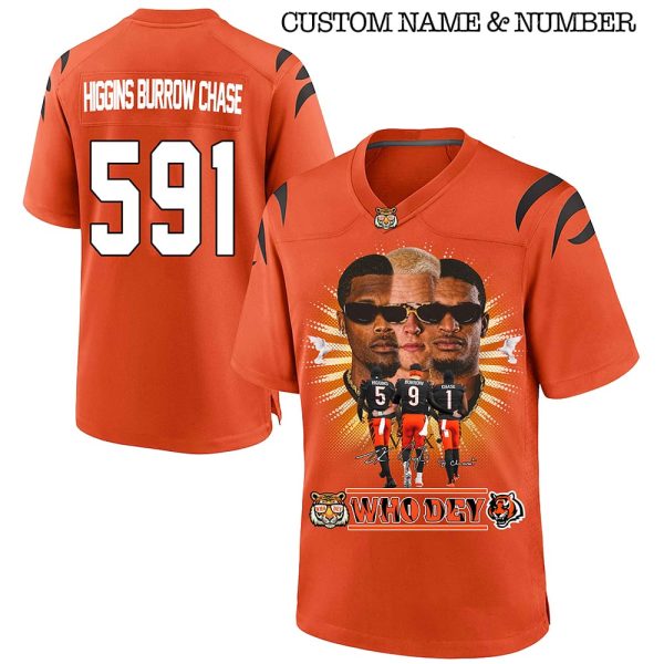 Bengals Higgins Burrow Chase Who Dey Football Jersey