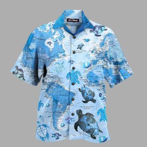 Amazing Turtle Map Hawaiian Shirt1