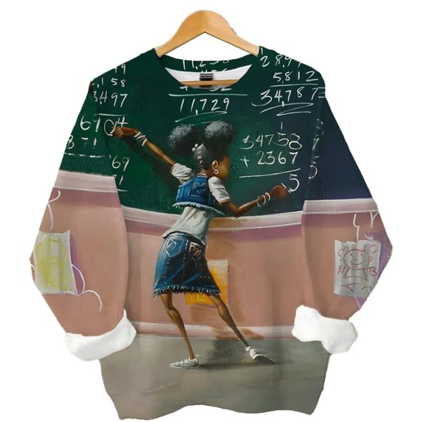 Black Girl Doing Math Problems Art Print Casual Sweatshirt