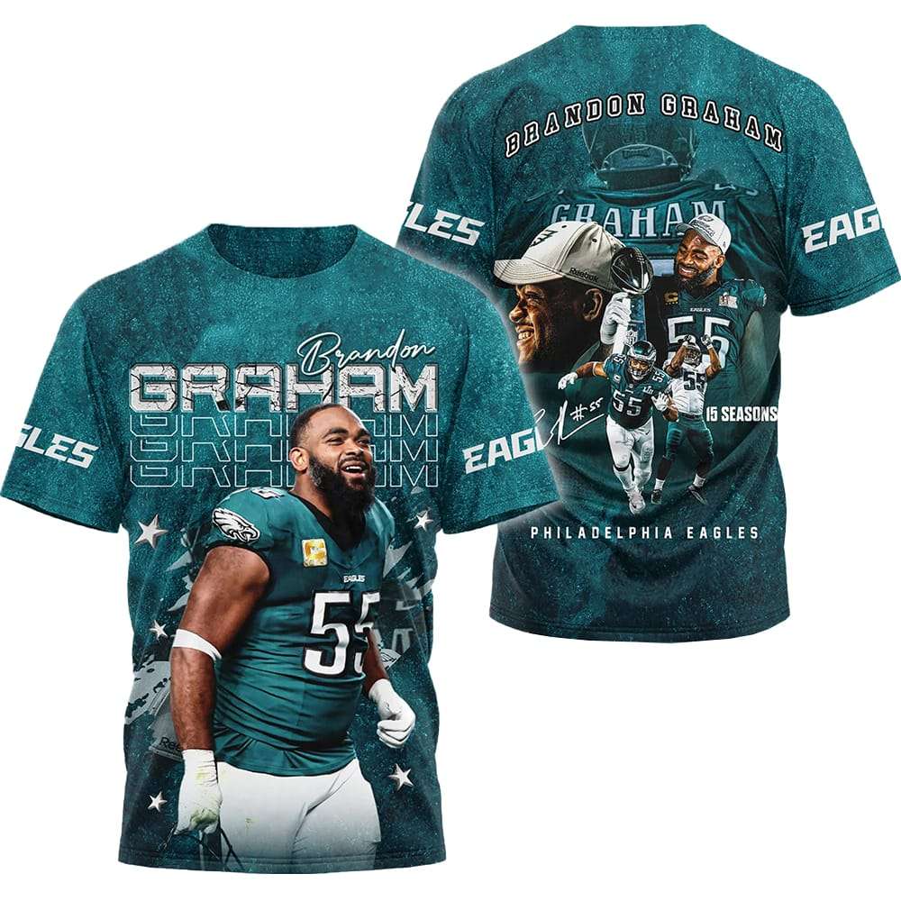 Brandon Graham 15 Seasons Of Greatness 3D Shirt Brandon Graham 15 Seasons Of Greatness 3D Shirt