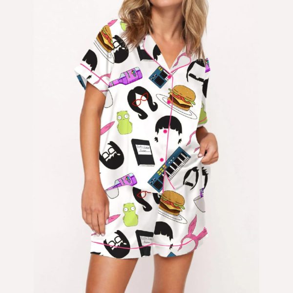 Burger Cartoon Satin Pajama Set