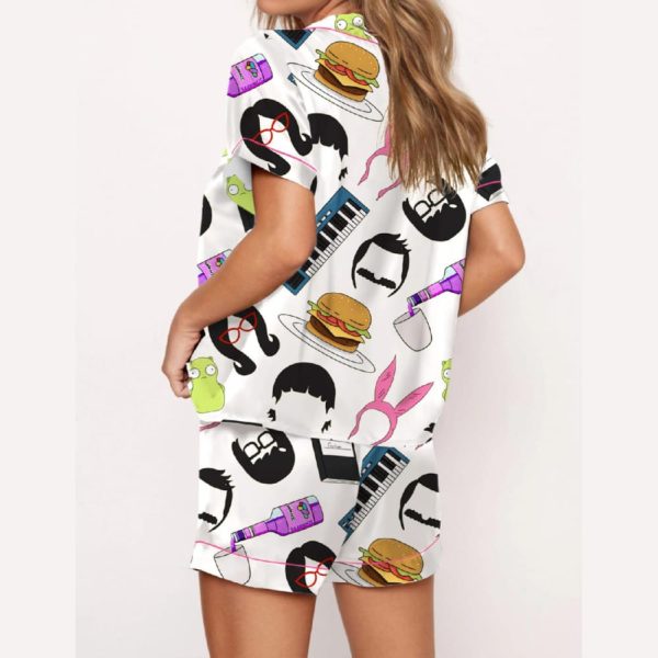 Burger Cartoon Satin Pajama Set