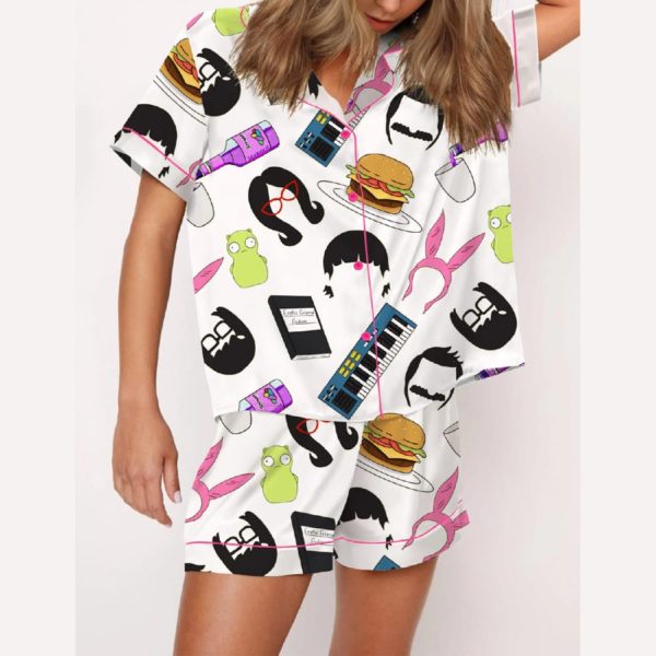 Burger Cartoon Satin Pajama Set