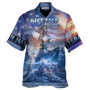 Navy Ships At Sea And Anchors US Navy Veteran Hawaiian Shirt1
