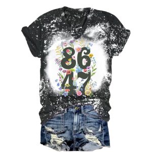 V Neck Retro Tie Dye Flowers 86 47 Print T Shirt1