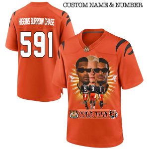 Bengals Higgins Burrow Chase Who Dey Football Jersey