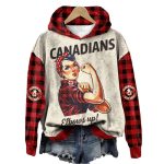 Canada Elbows Up Plaid Printed Hoodie