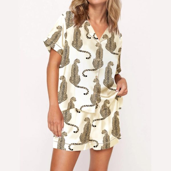 Cheetah Satin Pajama Set