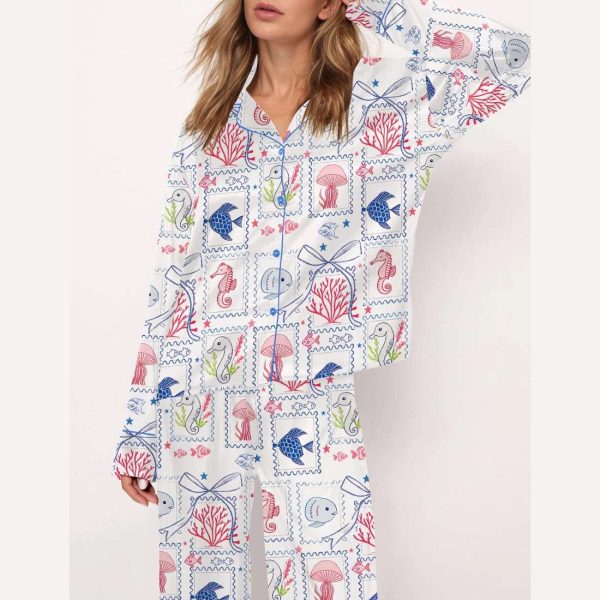 Coastal Aesthetic Satin Pajama Set