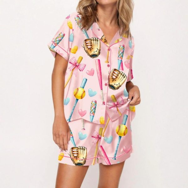 Coquette Softball Satin Pajama Set