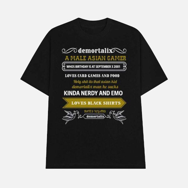 Demortalix A Male Asian Gamer Loves Card Games And Food Shirt