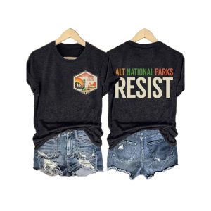 Retro ALT National Parks Resist This Land Is Our Land Print T Shirt