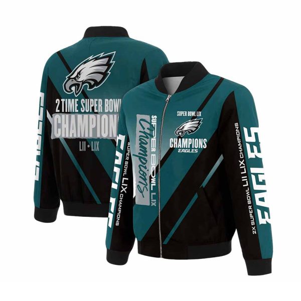 Eagles 2 Time Super Bowl Champions LII LIX Bomber Jacket