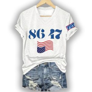 Retro 86 47 FDT Trump America Print T Shirt1