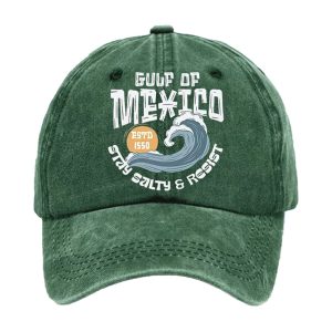 Retro Gulf Of Mexico Stay Salty And Resist Printed Baseball Cap2