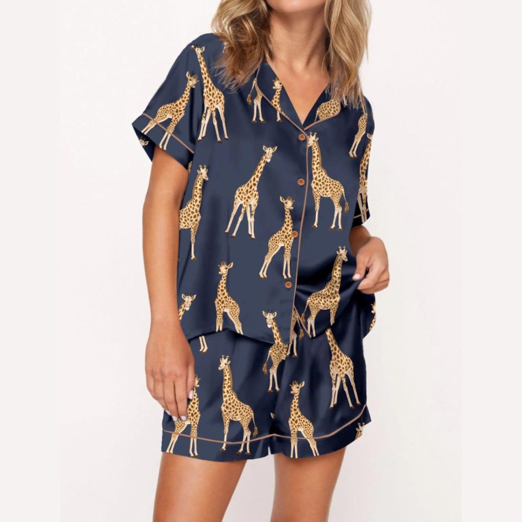 Giraffe Satin Pajama Set Giraffe Satin Pajama Set