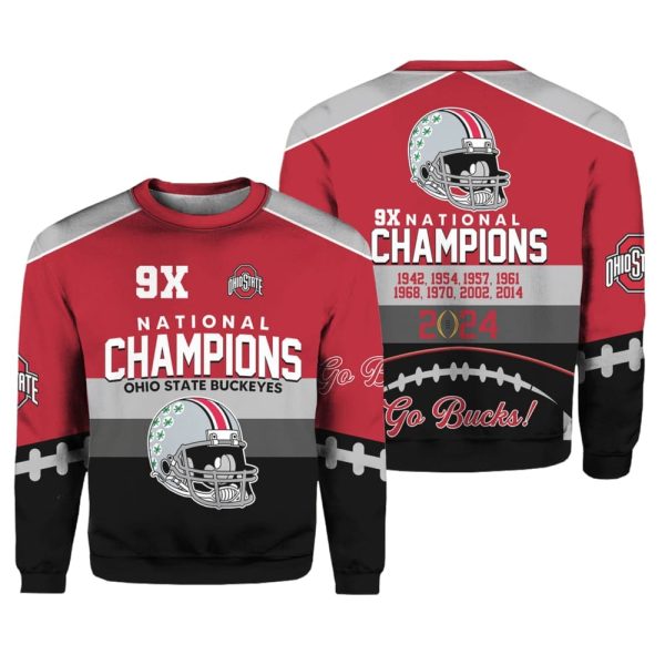Go Bucks Ohio State 9x National Champions Hoodie