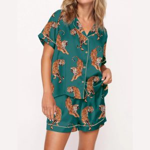 Vintage Tiger Satin Pajama Set
