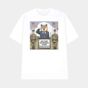 Shiba Military Readiness Over Woke Politics Shirt 1