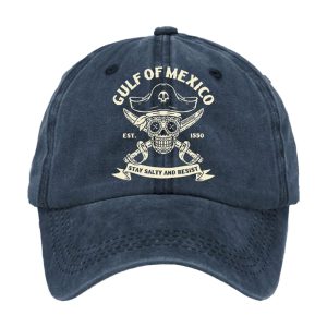 Retro Gulf Of Mexico Est 1550 Stay Salty And Resist Printed Baseball Cap2