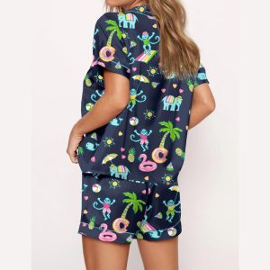 Pool Party Monkey Satin Pajama Set5