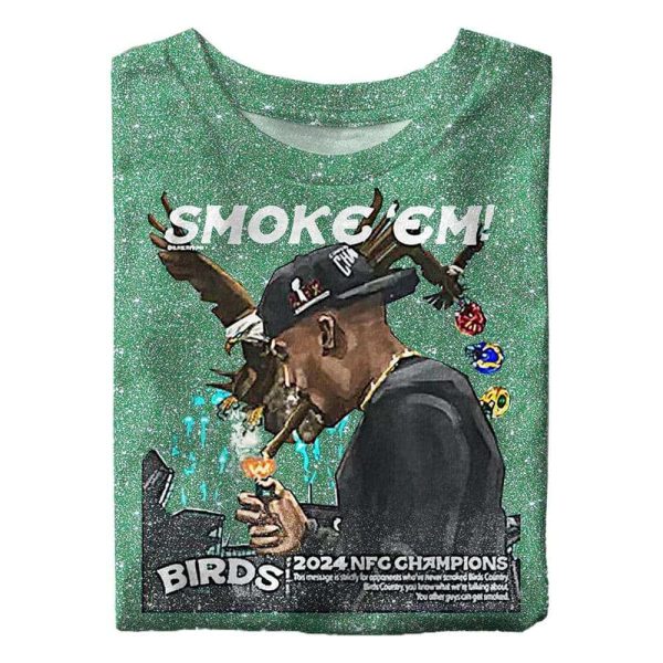Jalen Hurts Eagles Champs Smoke Eagles Crew Neck T-shirt