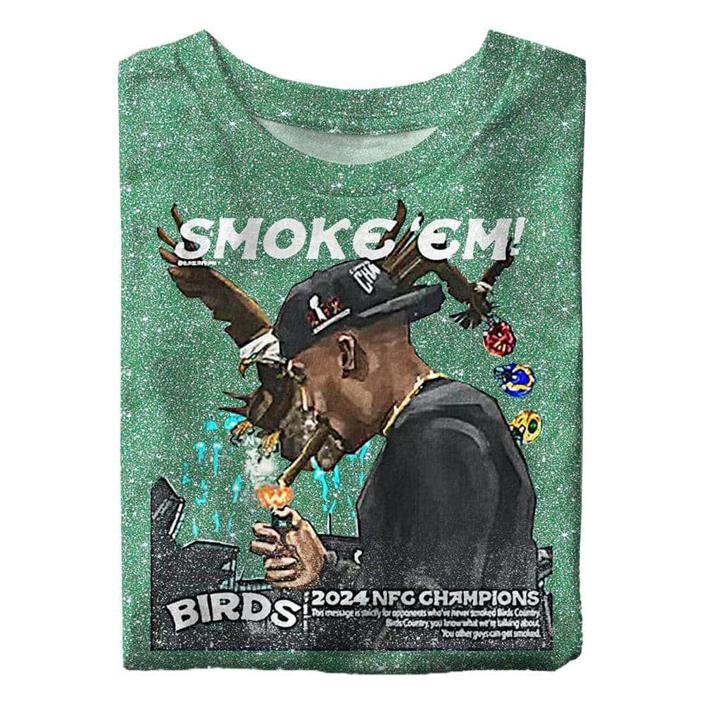 Jalen Hurts Eagles Champs Smoke Eagles Crew Neck T shirt Jalen Hurts Eagles Champs Smoke Eagles Crew Neck T-shirt