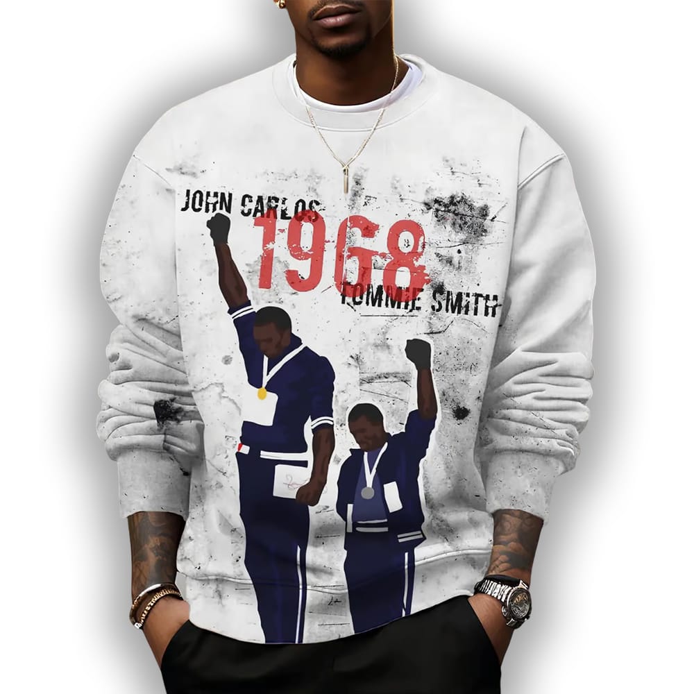 John Carlos Tommie Smith 1968 Black History Sweatshirt John Carlos Tommie Smith 1968 Black History Sweatshirt