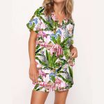 Jungle With Cheetahs Striped Satin Pajama Set