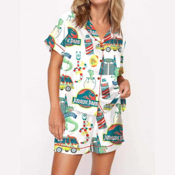 Jurassic Dinosaur Park Satin Pajama Set