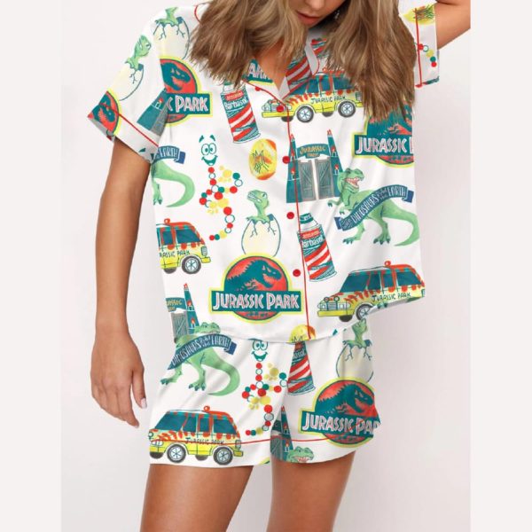 Jurassic Dinosaur Park Satin Pajama Set