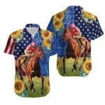 Kentucky Derby Horse Racing Sun Flower Hawaiian Shirt