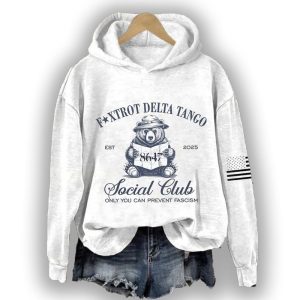 8647 Foxtrot Delta Tango Est 2025 Social Club Only You Can Prevent Fascism Hooded Sweatshirt2