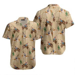 Rodeo Riding On Horse And Bull Hawaiian Shirt