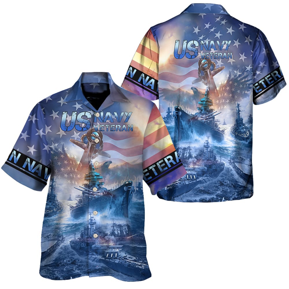 Navy Ships At Sea And Anchors US Navy Veteran Hawaiian Shirt Navy Ships At Sea And Anchors US Navy Veteran Hawaiian Shirt