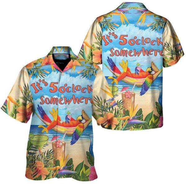 Parrot Its 5 Oclock Somewhere Hawaiian Shirt