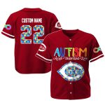 Personalized Reds Autism Awareness 3D Baseball Jersey