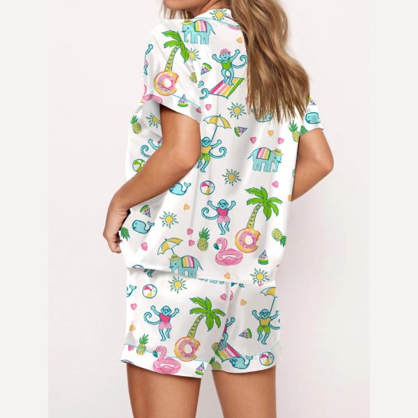 Pool Party Monkey Satin Pajama Set