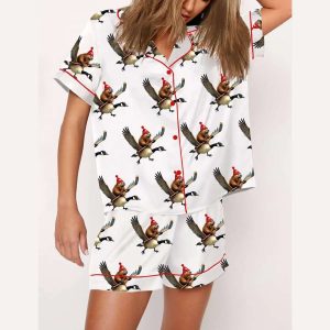 Elbows Up We Are Canadian Angry Beaver Flying Goose Bumper Print Pajama Set2