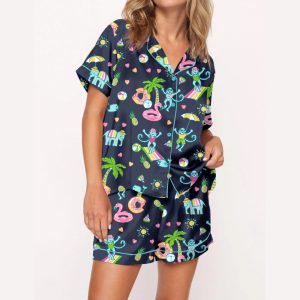 Pool Party Monkey Satin Pajama Set4